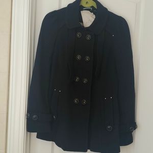 Anthropologie Navy Blue Wool Pea Coat